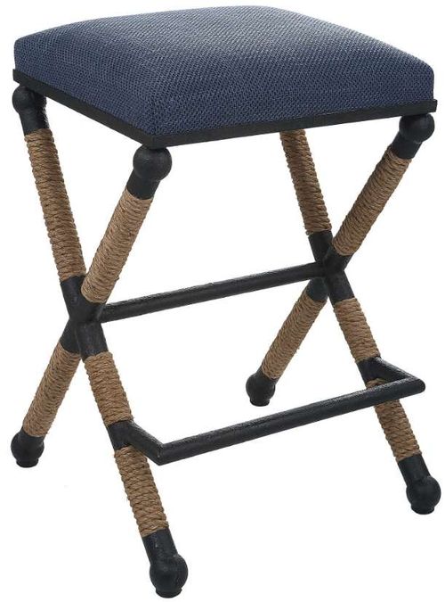 Uttermost® Firth Black/Natural/Navy Counter Stool
