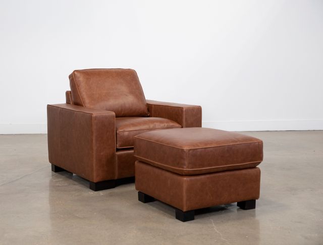 Furniture Source International Chestnut All Leather Ottoman-1