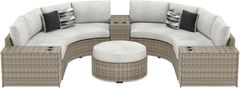 Signature Design by Ashley® Calworth 8-Piece Beige Outdoor Sectional Set