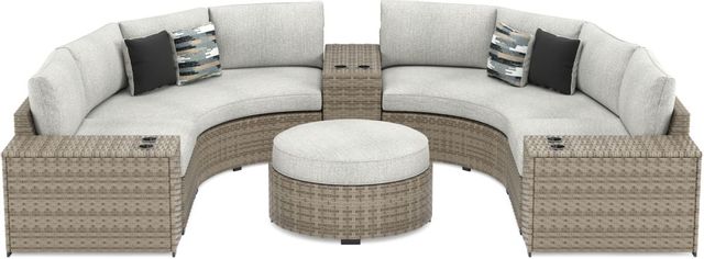 Signature Design by Ashley® Calworth 8-Piece Beige Outdoor Sectional Set-0
