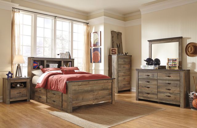 Signature Design by Ashley® Trinell Rustic Brown Full Bookcase Bed with with 2 Storage Drawers-3