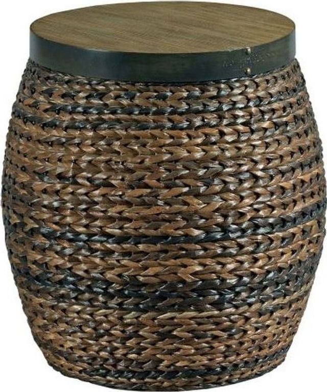 Hammary® Hidden Treasures Driftwood Round Accent Table with Black and Brown Base-0