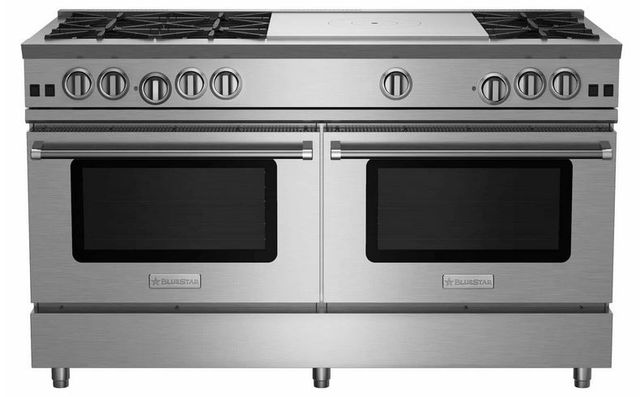 BlueStar® RNB Series 60" Stainless Steel Pro Style Liquid Propane Gas Range with 24" French Top 0