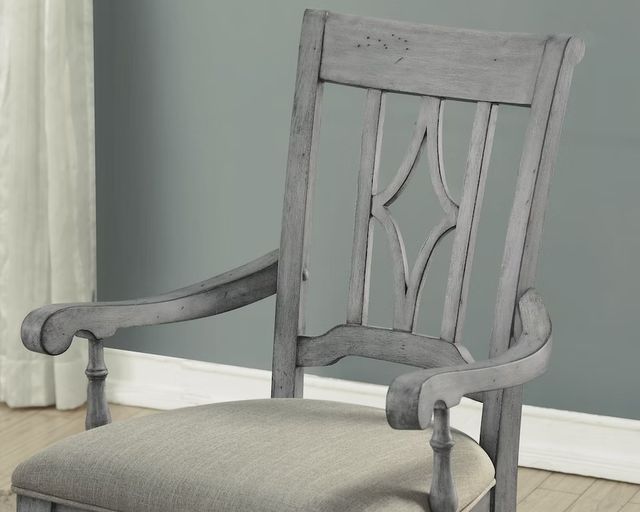 Flexsteel® Plymouth® Weathered Graywash Upholstered Arm Dining Chair 5
