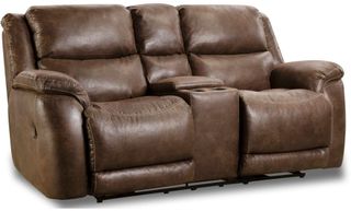 HomeStretch Brown Reclining Loveseat with Console