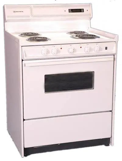 BROWN STOVE WORKS 30" ELECTRIC RANGE IN WHITE 0
