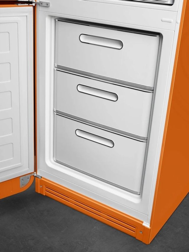 Smeg 50's Retro Style Aesthetic 11.7 Cu. Ft. Orange Bottom Freezer Refrigerator 4