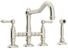 Rohl® Country Kitchen 3 Leg Bridge Kitchen Faucet-Polished Nickel