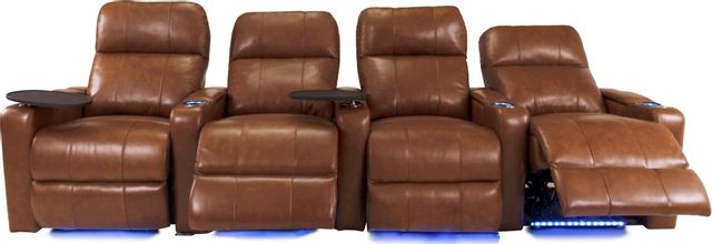RowOne Prestige Home Entertainment Seating Brown 4-Chair Straight Row 1