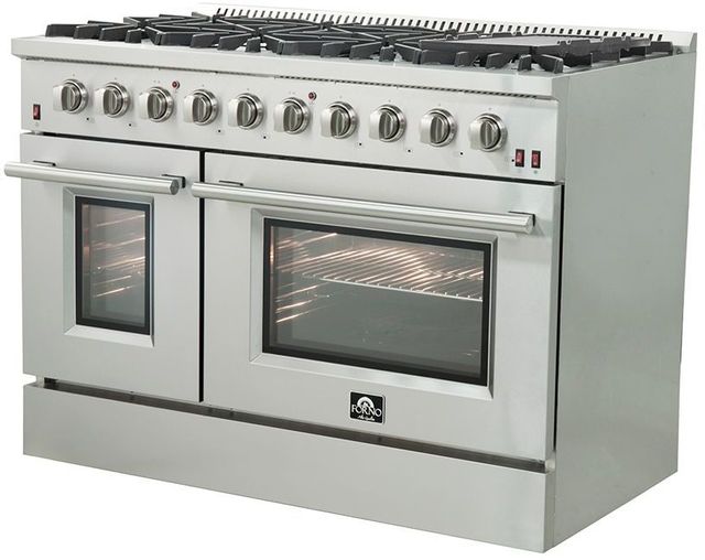 FORNO® Alta Qualita 48" Stainless Steel Pro Style Dual Fuel Natural Gas Range-2