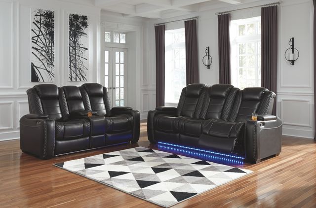 Signature Design by Ashley® Party Time Midnight Power Reclining Sofa with Adjustable Headrest 9