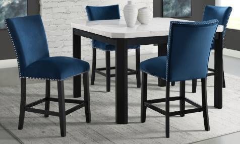 Elements International Francesca 5-Piece Blue/White Square Counter Height Dining Set