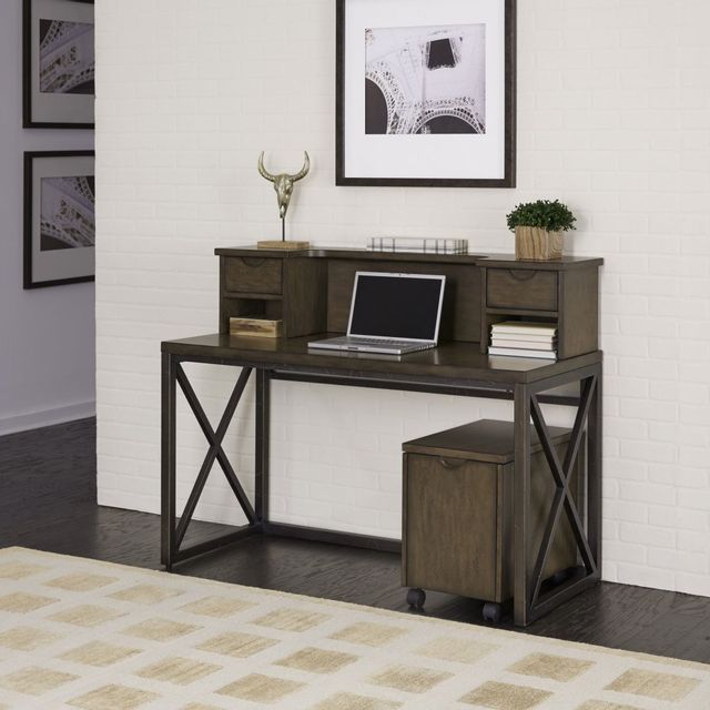 homestyles® Xcel Brown Desk with Hutch and File Cabinet-3