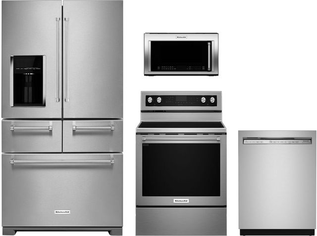 KitchenAid® 4 Piece Stainless Steel Kitchen Appliance Package 0