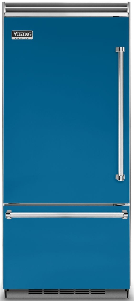 Viking® 5 Series 20.4 Cu. Ft. Alluvial Blue Professional Built In Left Hinge Bottom Freezer Refrigerator