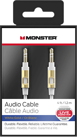Monster® 4' Mobile Audio Cable-White/Gold 1