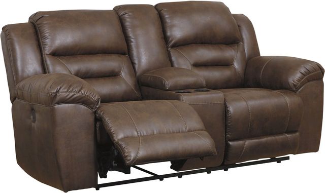 Signature Design by Ashley® Stoneland Chocolate Power Double Reclining Console Loveseat-0