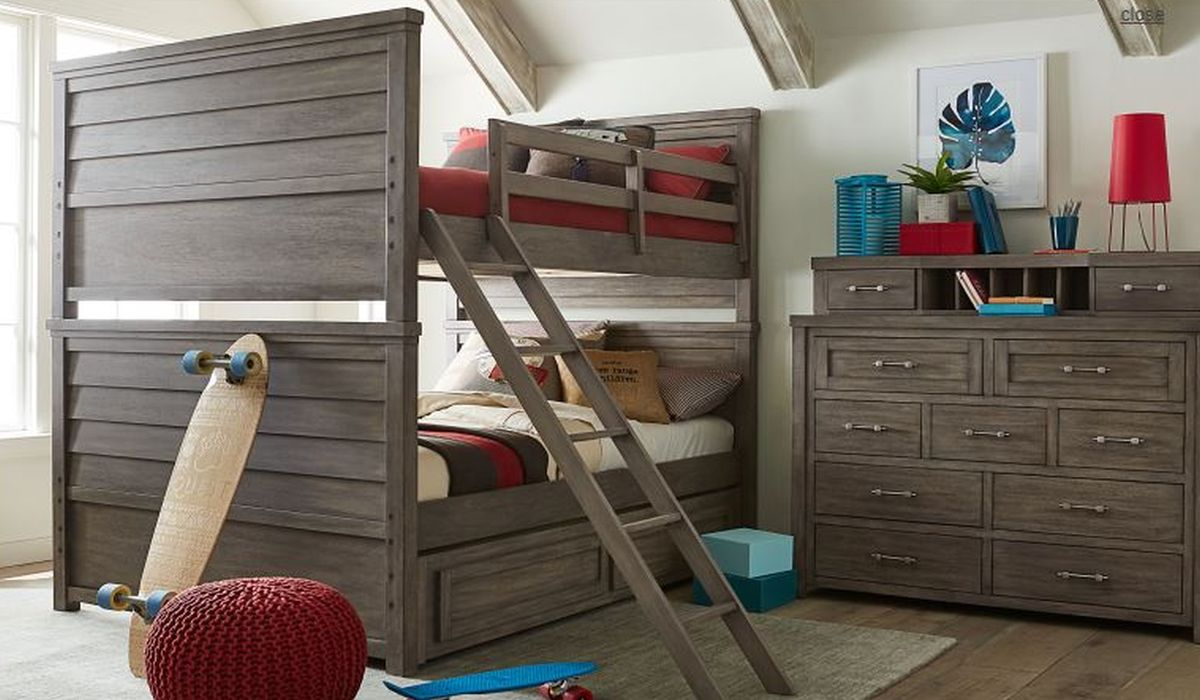 Legacy Kids Teen Bunkhouse Aged Barnwood Twin/Full Bunk Bed | Colder's ...