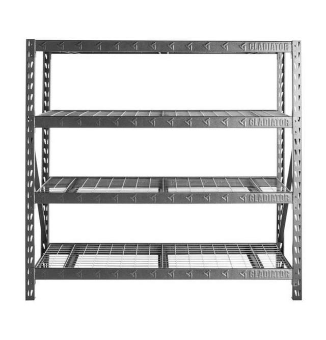 Gladiator® Hammered Granite 77" Wide Heavy Duty Rack with Four 24" Deep Shelves 0