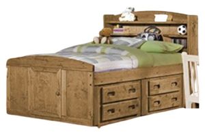 Trendwood Bunkhouse Palomino Buckskin Full Bookcase Bed with Roper Underdresser