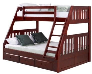 Donco Trading Company Merlot Twin/Full Mission Bunkbed with Drawer Bunk Pedestal-1
