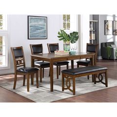 New Classic Furniture Gia Dining Table, 4 Chairs & Dining Bench