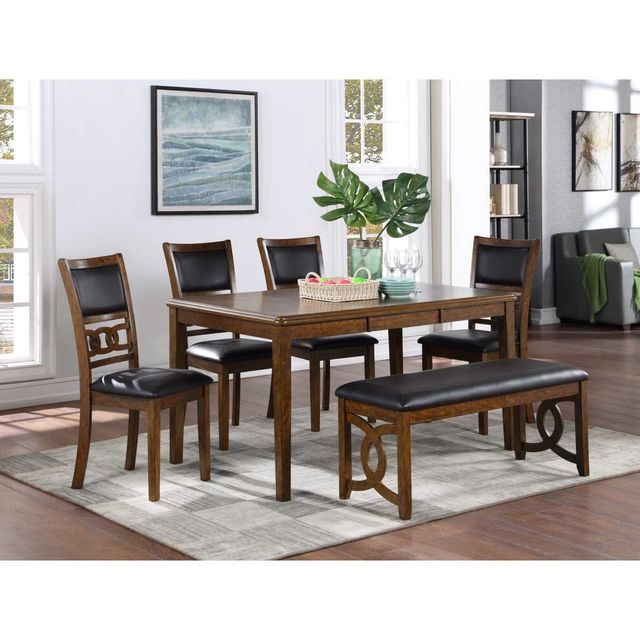 New Classic Furniture Gia Dining Table, 4 Chairs & Dining Bench-0