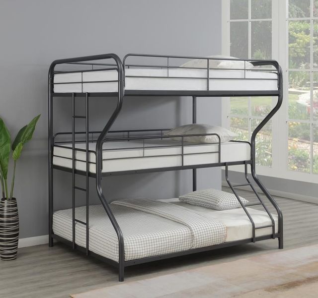 Coaster® Garner Gunmetal Full Twin Full Triple Bunk Bed 