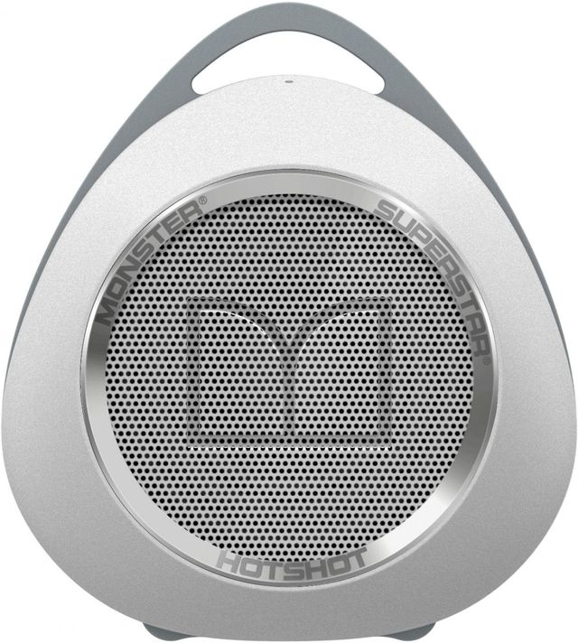 Monster® SuperStar™ HotShot™ Portable Bluetooth Speaker-White/Chrome 1