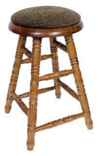 Allwood Furniture Group #41 24" Solid Oak Backless Swivel Stool with Pad