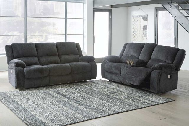 Signature Design by Ashley® Draycoll Slate Double Power Reclining Loveseat with Console 3