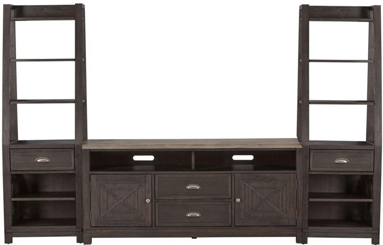 Liberty Furniture Heatherbrook Charcoal Entertainment Center With Piers