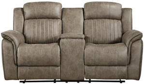 Homelegance® Centeroak Sandy Brown Double Reclining Loveseat with Center Console