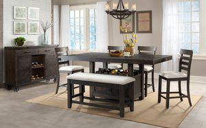 Elements International Colorado Dining 6 Piece Set with 4 Side Chairs and Dining Bench