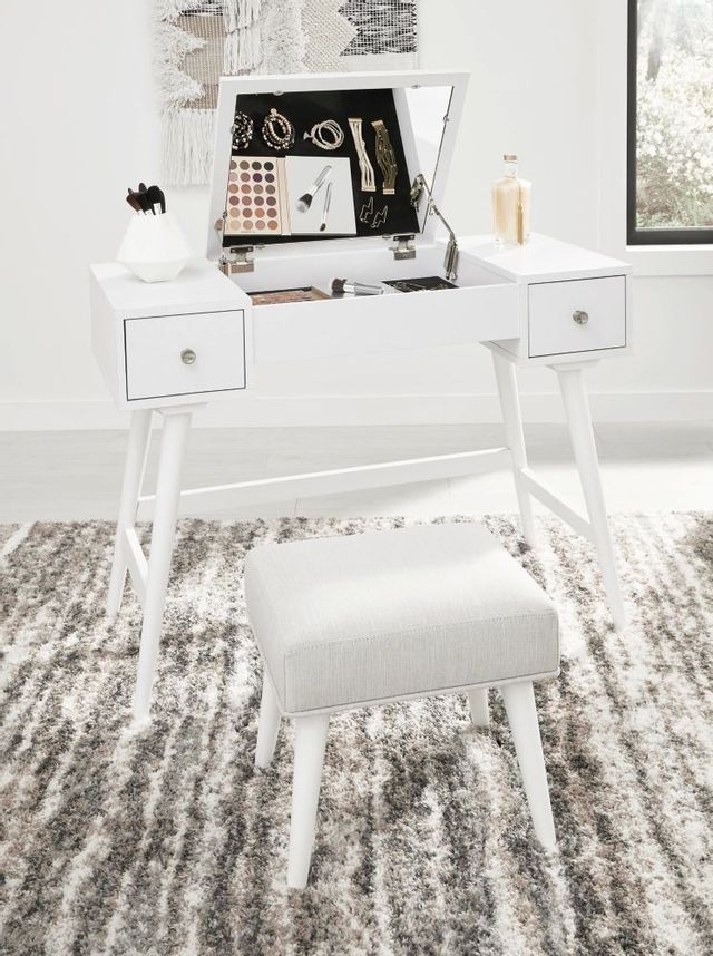 Signature Design by Ashley® Thadamere White Vanity with Stool 7