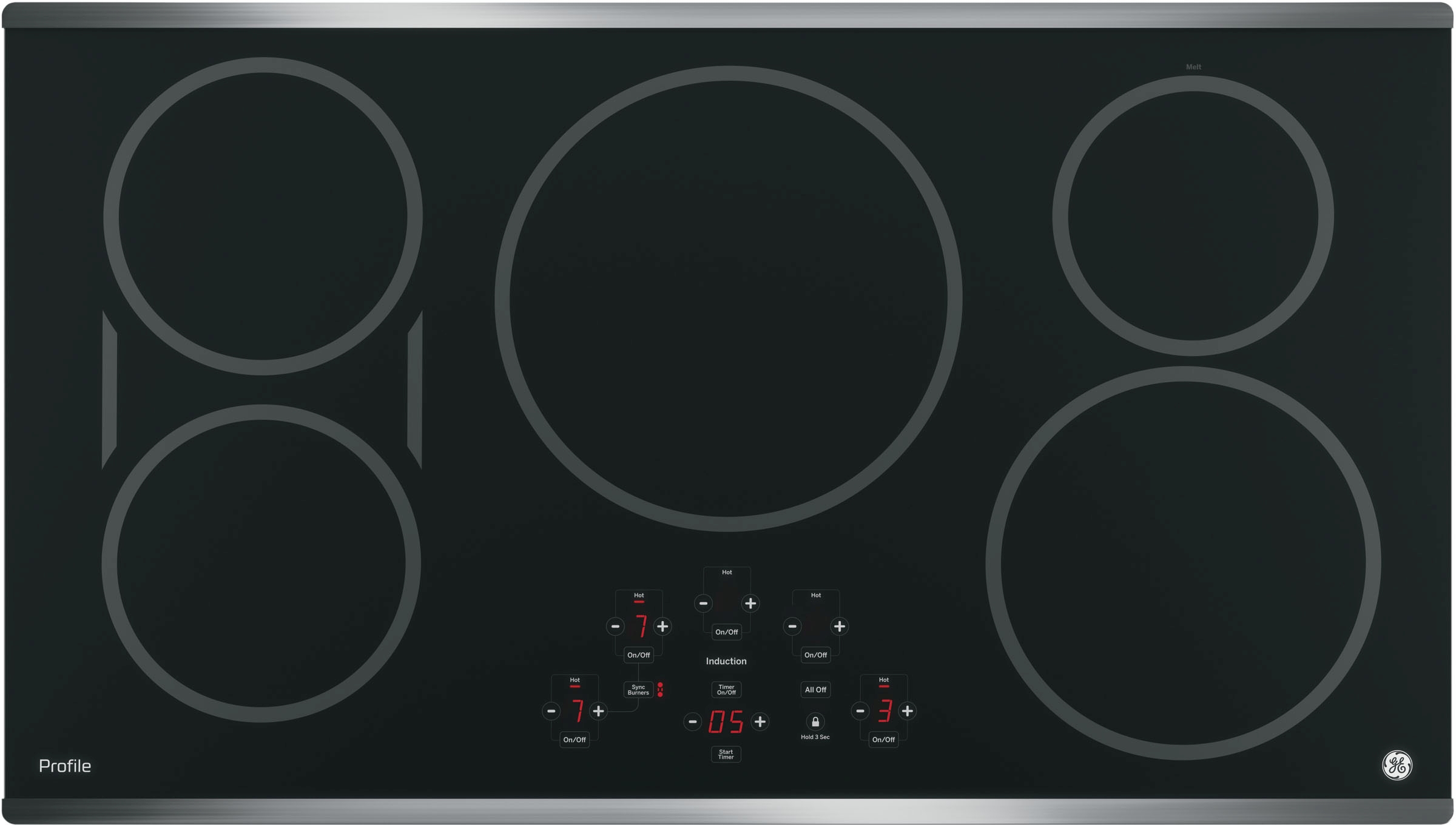 GE Profile™ Series 36" Black with Stainless Steel Induction Cooktop-PHP9036SJSS