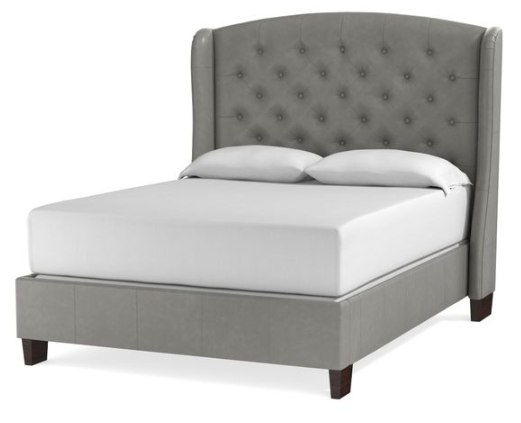 Bassett® Furniture Custom Upholstered Paris Gray Leather Arched California King Bed