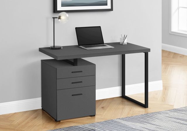 Computer Desk, Home Office, Corner, Left, Right Set-Up, Storage Drawers,  80L, L Shape, Work, Laptop, Metal, Laminate, Black, Grey, Contemporary,  Modern, Big Sandy Superstore