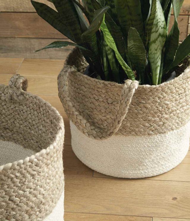 Signature Design by Ashley® Parrish Set of 2 Natural/White Baskets-A2000435-2