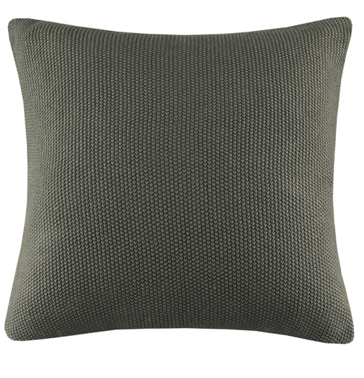 Olliix by INK+IVY Bree Knit Charcoal  26" x 26" Euro Pillow Cover-0