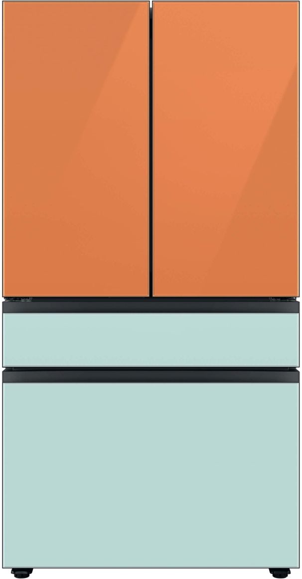 Samsung Bespoke Series 36 Inch Smart Freestanding 4 Door French Door Refrigerator with 28.8 cu. ft. Total Capacity with Morning Blue Glass Panels-3