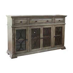 International Furniture Direct Valencia Console with 4 Glass Doors