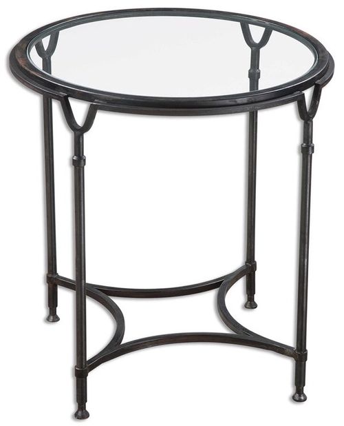 Uttermost® Samson Glass Top Side Table with Aged Black Base