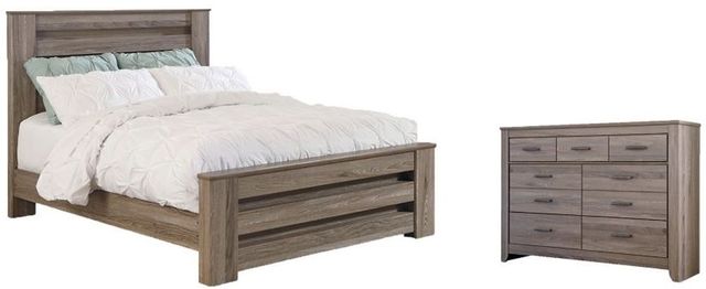 Signature Design by Ashley® Zelen 2-Piece Warm Gray Queen Panel Bed Set