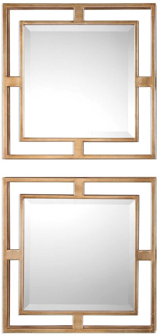 Uttermost® by Grace Feyock Allick 2-Piece Gold Square Mirrors-0
