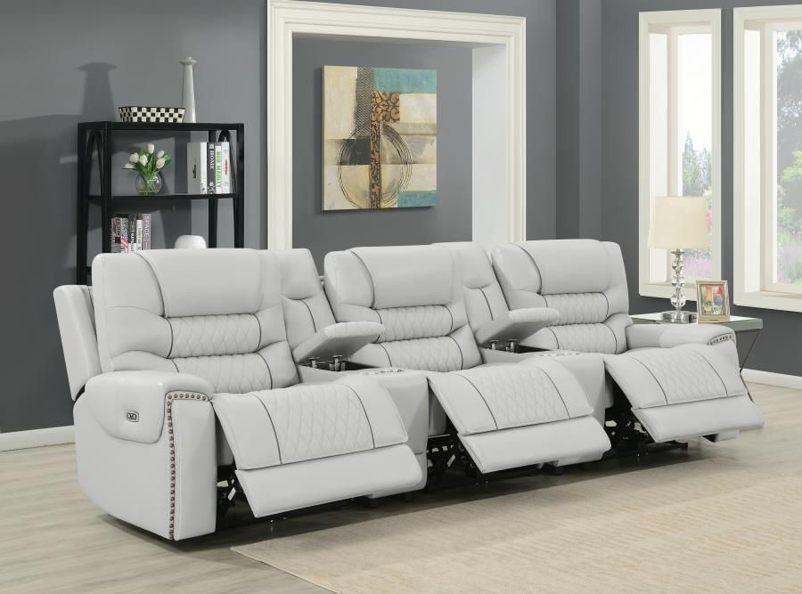 gray leather theater seating