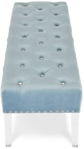 New Classic® Home Furnishings Vivian Light Blue Velvet Bench 2