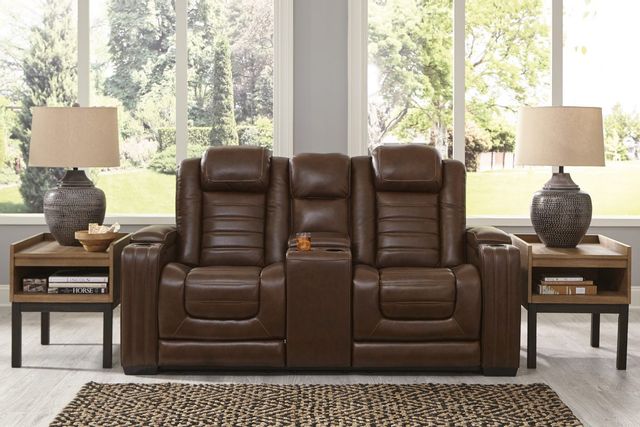 Signature Design by Ashley® Backtrack Chocolate Power Reclining Loveseat with Console 10