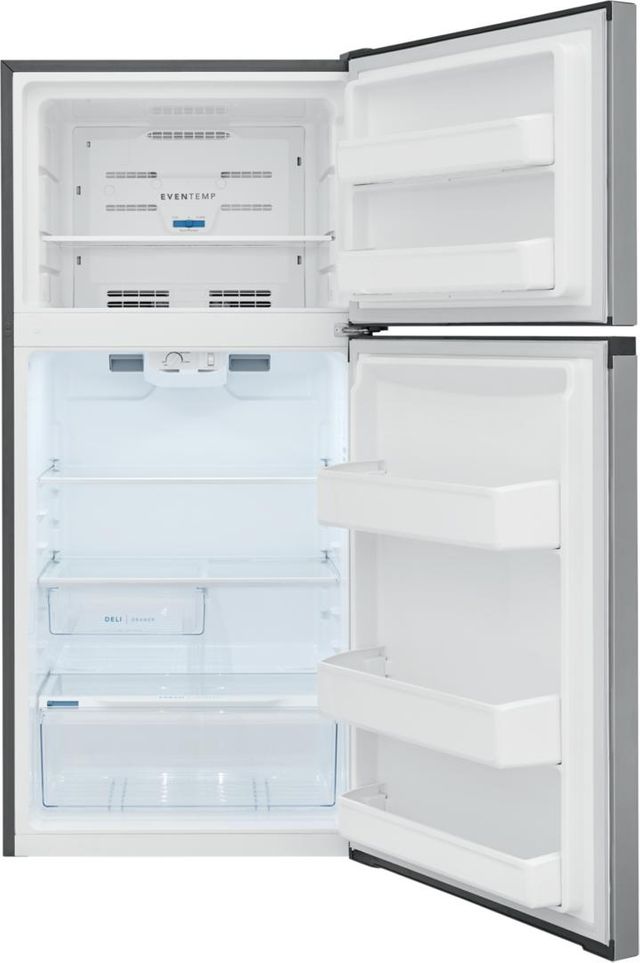 Frigidaire® 3-Piece Package with 13.9 Cu. Ft. Brush Steel Top Freezer Refrigerator 3