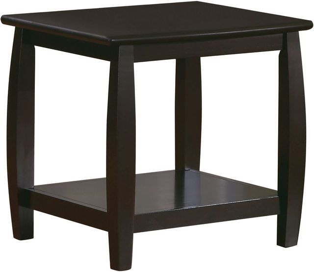Coaster® Espresso Square End Table With Bottom Shelf-0